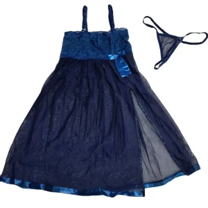 تصویر ست لباس خواب جلو باز کلاسیک لاو لاینجری کد L20 - مدل دو تکه توری دانتل با برش جانبی و پاپیون روبانی، مناسب لباس خواب زنانه فانتزی و کلاسیک NBB-inspired لباس خواب جلو باز لاو لاینجری کد L20