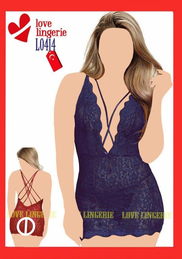 لباس خواب گیپور هارنسی پشت ضربدری Love Lingerie کد L0414