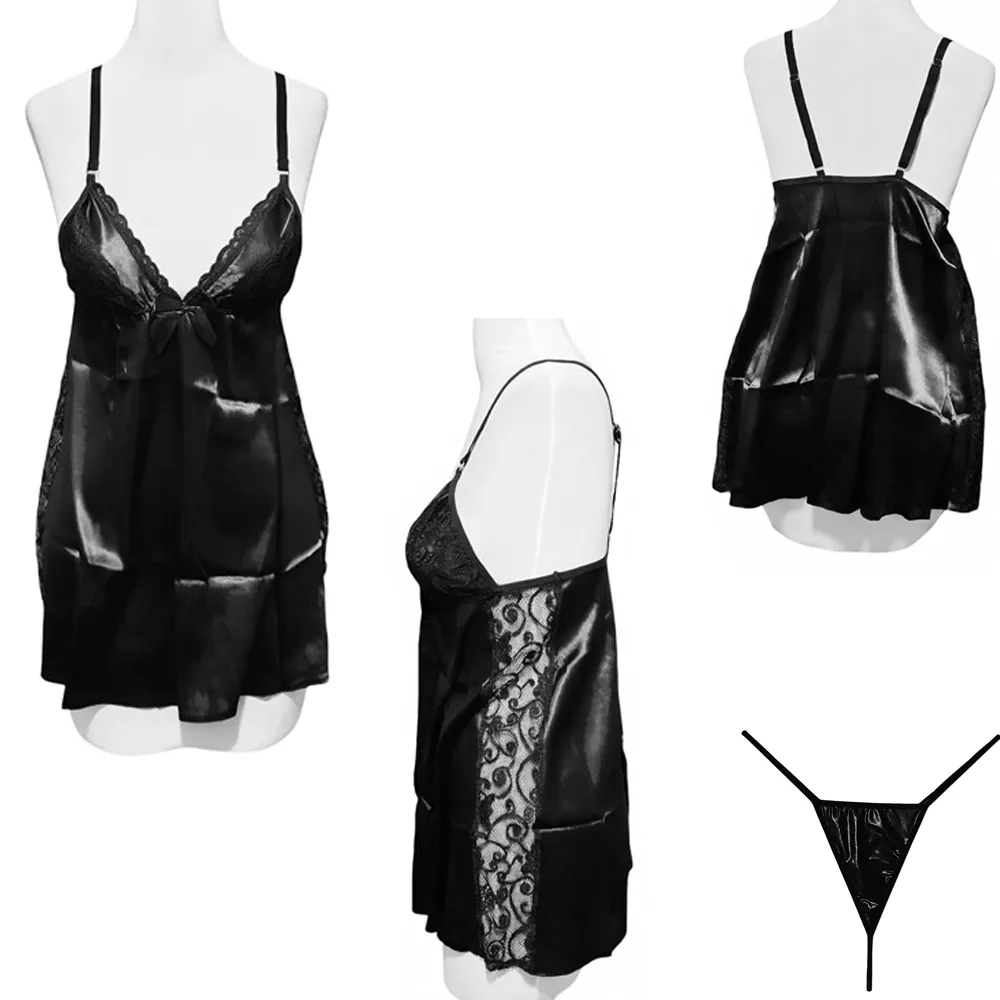 satin lingerie lebas khab satan code L29 (2) لباس خواب ساتن بغل دانتل دامنی کد L29 سایز 36 تا 40