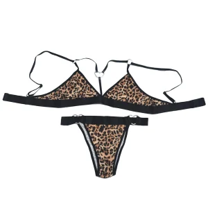 ست شورت و سوتین پلنگی با حلقه‌های قلبی کد 023