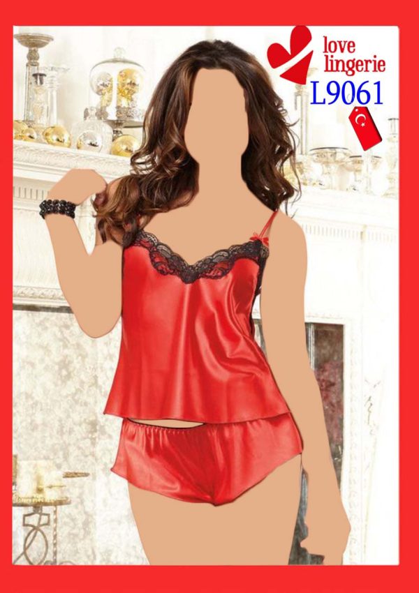 ست تاپ شورت ساتن Love Lingerie کد L9061