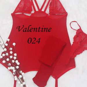 بادی فانتزی هارنسی با جوراب و بند جوراب Valentine کد 024