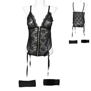 بادی فانتزی زیپ‌دار دو تکه کد 4147 یا 204 سایز 40 تا 42 مشکی زیبا و جذاب بازار تهران