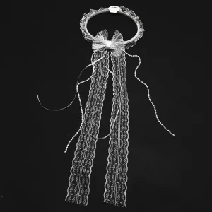 تاج عروس فانتزی با پاپیون بلند و ریسه مروارید کد 50753