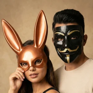 نقاب مردانه فانتزی طرح لبخند طلایی کد 18820