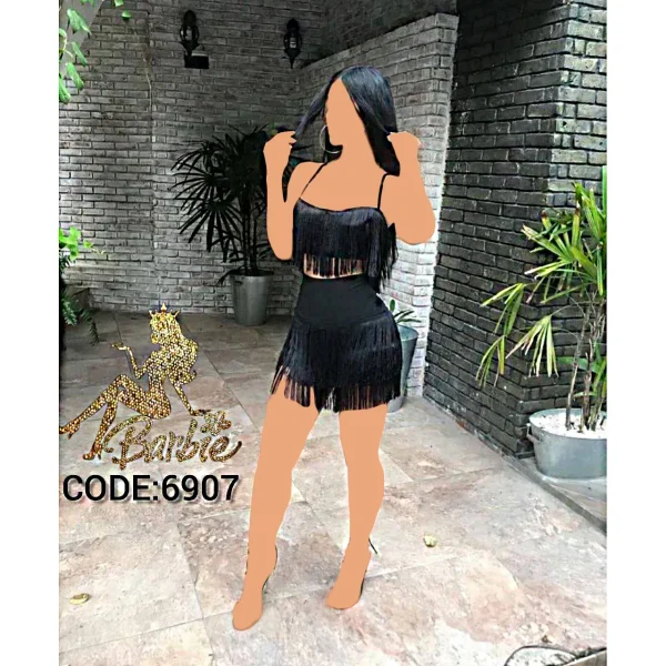 ست فانتزی کراپ دامن ریسه ای Barbie کد 6907
