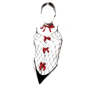 ✨ بادی استاکینگ فیشنت Queen کد 5555 – تور درشت با پاپیون‌های قرمز جذاب 🎀 سکسی، شیک و خیره‌کننده؛ همین حالا سفارش دهید! 💖