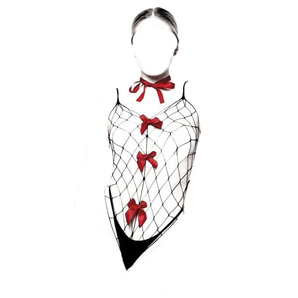 ✨ بادی استاکینگ فیشنت Queen کد 5555 – تور درشت با پاپیون‌های قرمز جذاب 🎀 سکسی، شیک و خیره‌کننده؛ همین حالا سفارش دهید! 💖