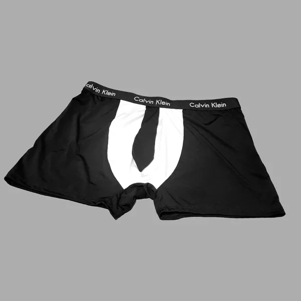 ست شورت کراواتی زن و مرد Calvin Klein کد M114K با طراحی مشکی و سفید و کراوات‌های آویزی