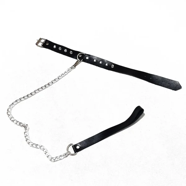 اکسسوری چرمی فانتزی گردنی مشکی Delwin کد 216 با طراحی ساده و خاردار، مناسب لحظات خاص و جذاب")) اکسسوری چرمی فانتزی گردنی مشکی Delwin کد 216 با طراحی ساده و خاردار، مناسب لحظات خاص و جذاب