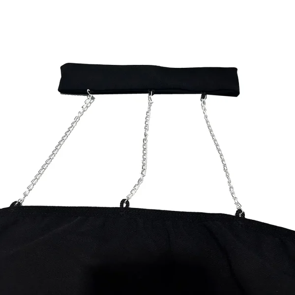کراپ مشکی باندی Anahel با سه ردیف زنجیر وصل‌شده به حلقه گردن – لباس خواب زنانه مدرن کد 7132