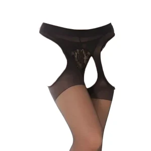 جوراب شلواری مشکی فاق باز DUPU کد 5928 با طراحی سکسی و تحریک‌کننده مناسب رابطه زوجین و ست با لباس خواب