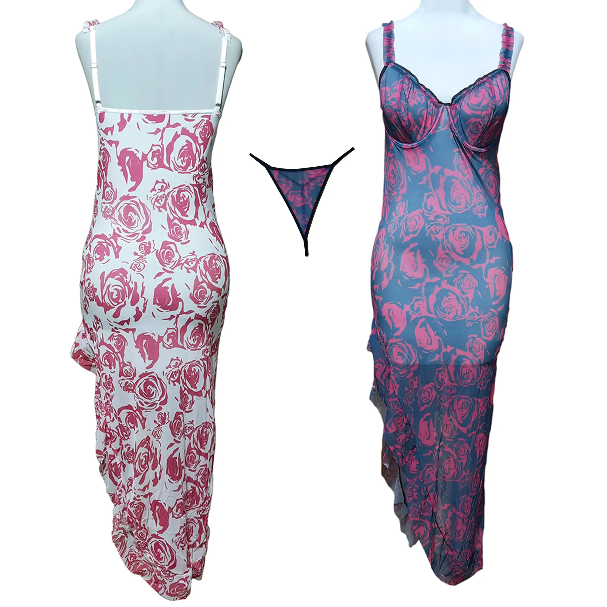 Tunik Boland Toori Fantazi Rose Sorkh Queen Code Q2060 (7).webp تونیک بلند توری فانتزی رز سرخ Queen کد Q2060؛ لباس خواب عروس سکسی زنانه، فنردوزی، مناسب سایز 38 تا 42 با چاک بلند پا.