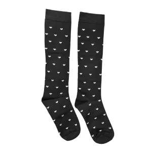 جوراب زنانه نخی مشکی با طرح قلب سفید و خط سفید Melorin کد 50213 – مناسب استایل روزمره و لباس خواب