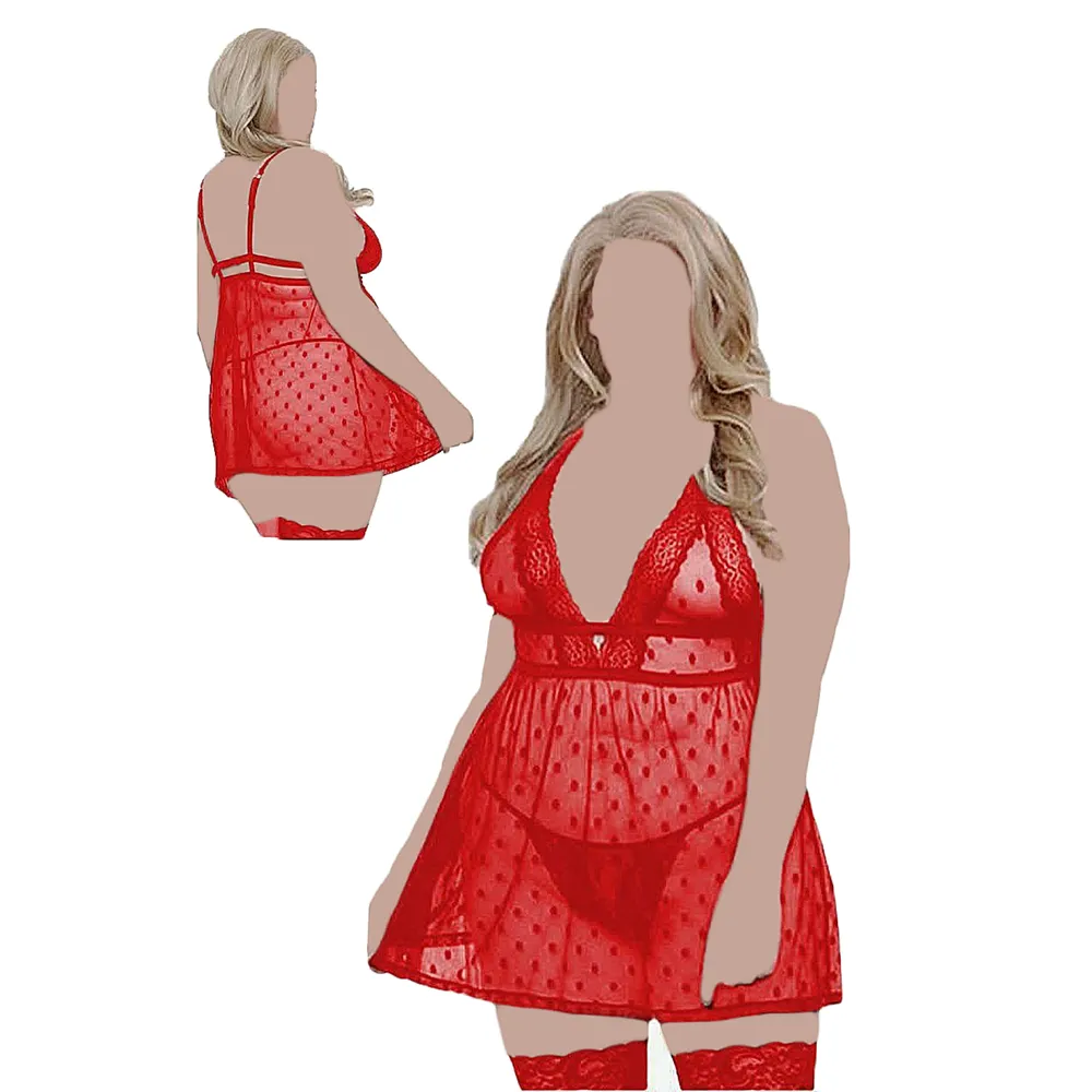 لباس خواب توری کوتاه و خالدار Anahel کد 7083