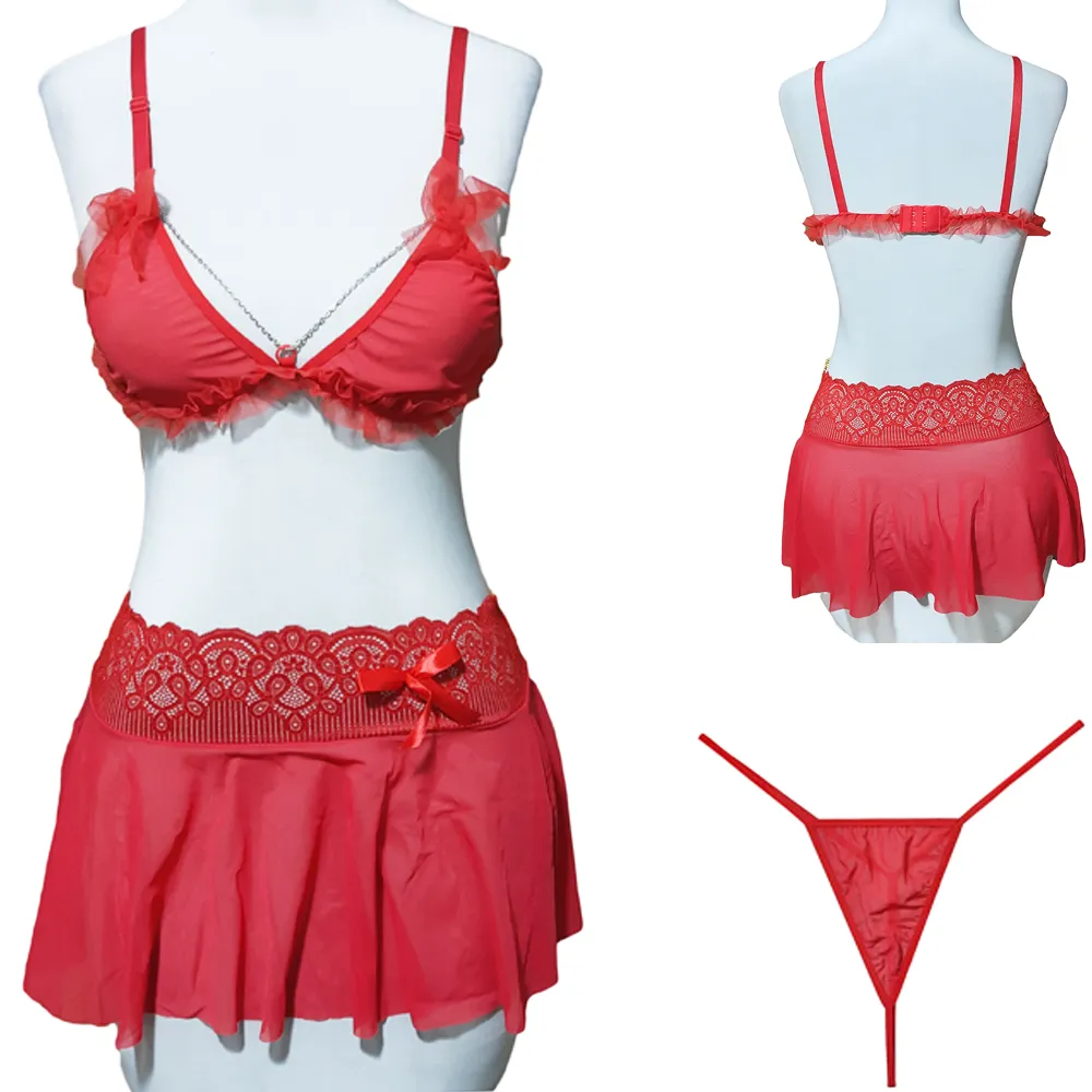 set-sootian-zanjirdar-daman-ghermez-0161 (2) ست سوتین زنجیردار و دامن VIP کد 0161