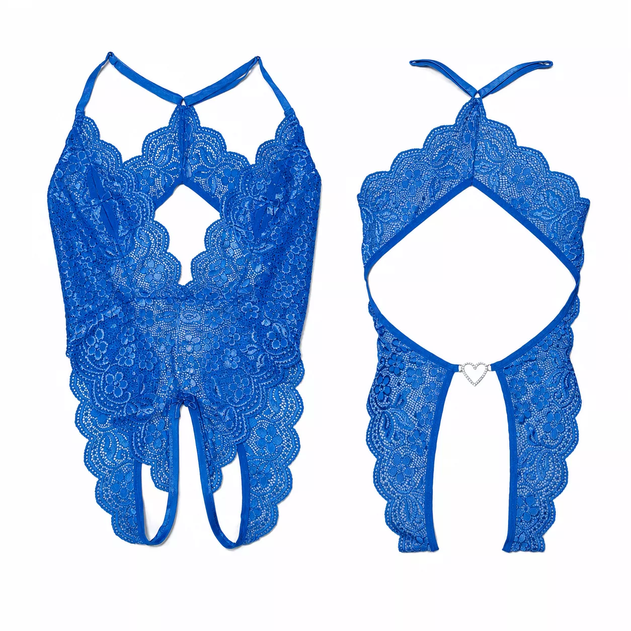 body-fantazi-fagh-baz-vitarita-code-256-blue (6) بادی فانتزی فاق باز Vitarita کد 256 رنگ آبی کاربنی فری سایز با یقه هفت باز و بندهای متقاطع رگلاژ دار پشت کمر نگین دار طرح قلب - بادی فانتزی فاق باز Vitarita کد 256
