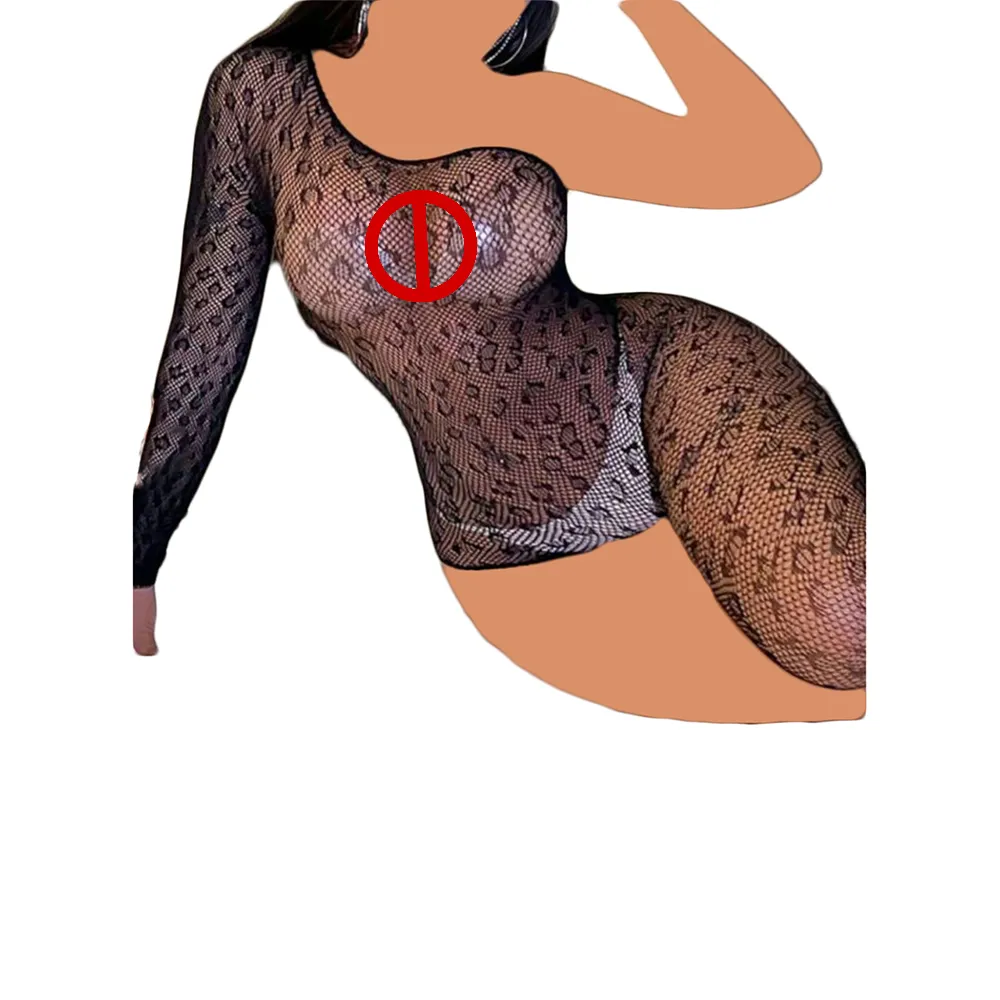 leopard-bodystocking-ha307 (1) بادی استاکینگ پلنگی مشکی فاق باز کد HA307