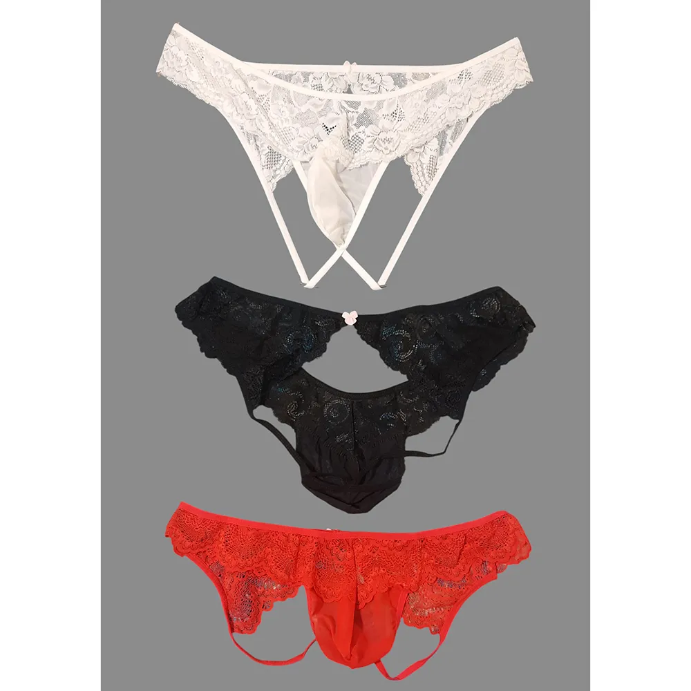 mens-open-back-lace-underwear-243-black (1) لباس زیر پشت باز دانتل مردانه مشکی کد 243